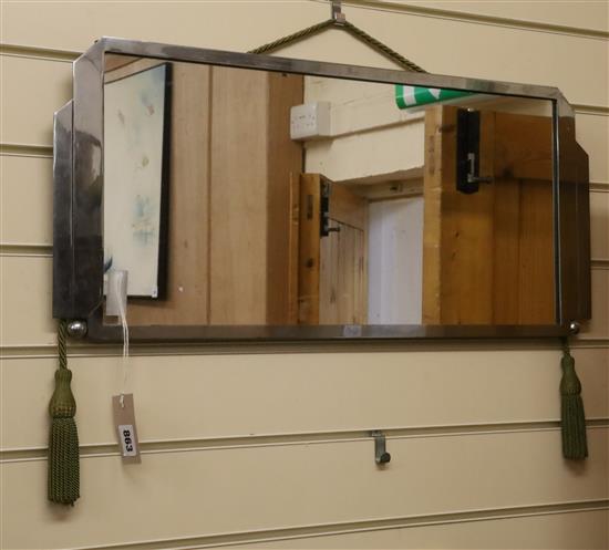 An Art Deco chrome frame wall mirror W.68cm